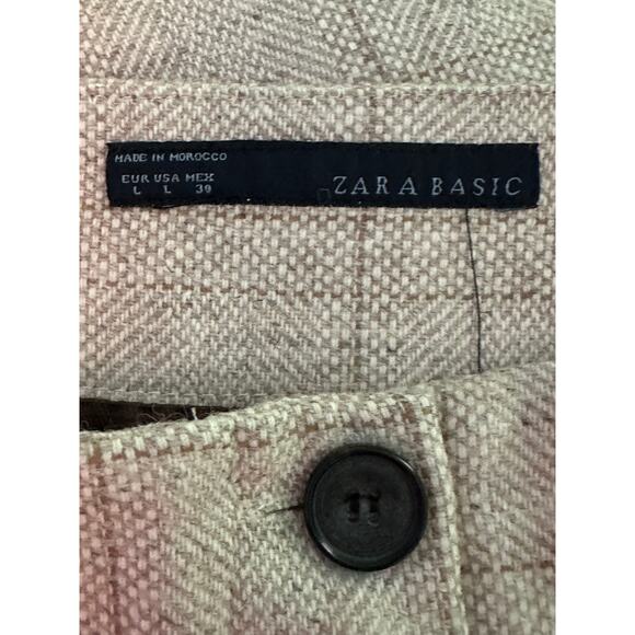 Zara Beige brown Wool Plaid Button Down Skirt size Large - Picture 3 of 16